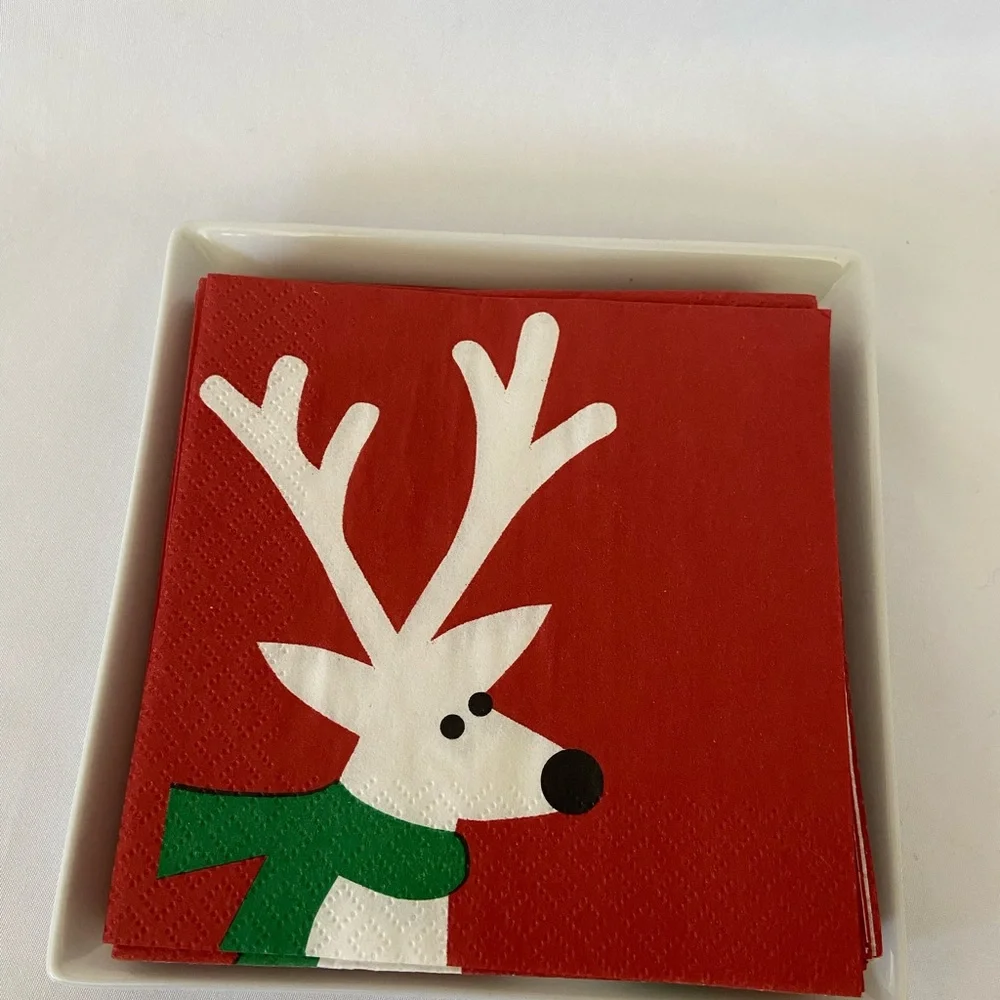 (2) Crate & Barrel reindeer& martini plate’s